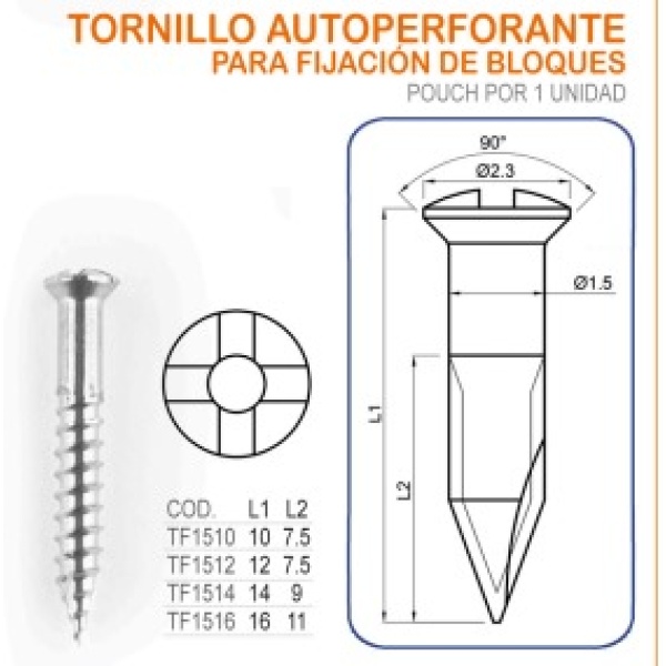 Tornillo 1.5 para fijación de bloque