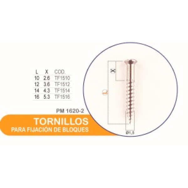 Tornillo 1.5 para fijación de bloque - Imagen 2